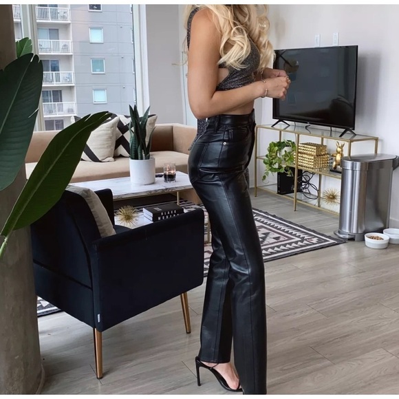 AGOLDE Recycled Leather Black Pants 24 - Picture 3 of 9